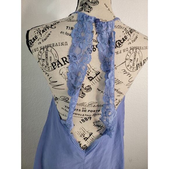 Victorias Secret Satin Mini Dress Womens Sz M Lace Trim 90's Fairy Blue Purple - Picture 11 of 16